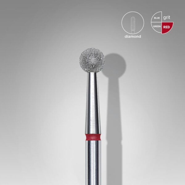 Fresa diamantada bola roja diámetro 4 mm